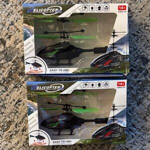 2 new IR infrared helicopter toys Green and Black NIB hand remote control